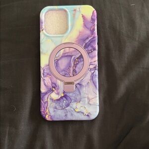 iPhone 12 Pro Max Case with Magnetic Invisible Ring Stand. violet marble